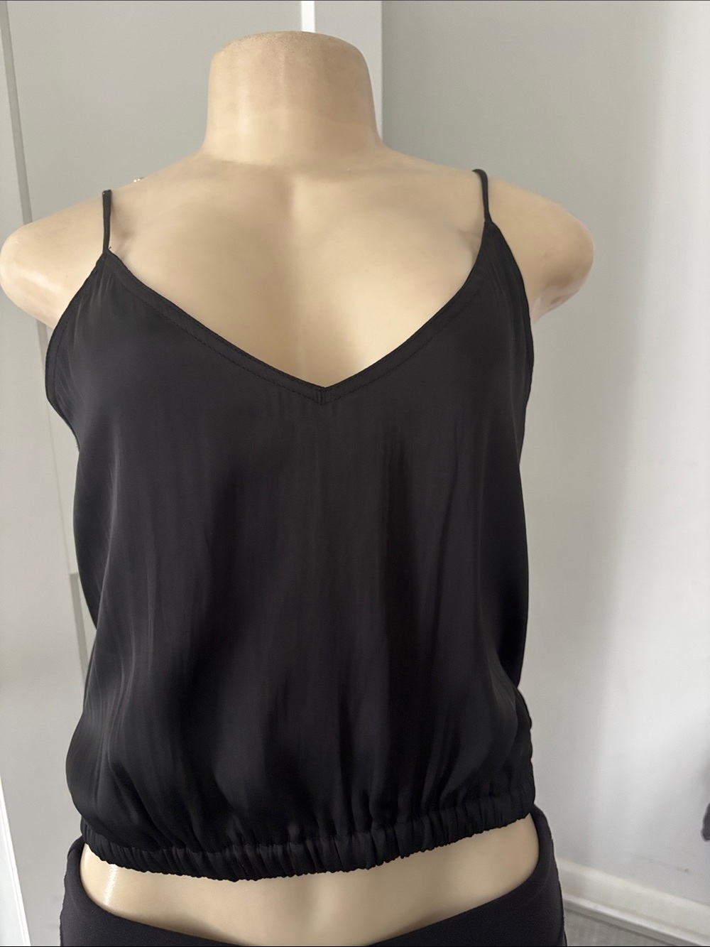 Malibu Black V-Neck Satin Cami